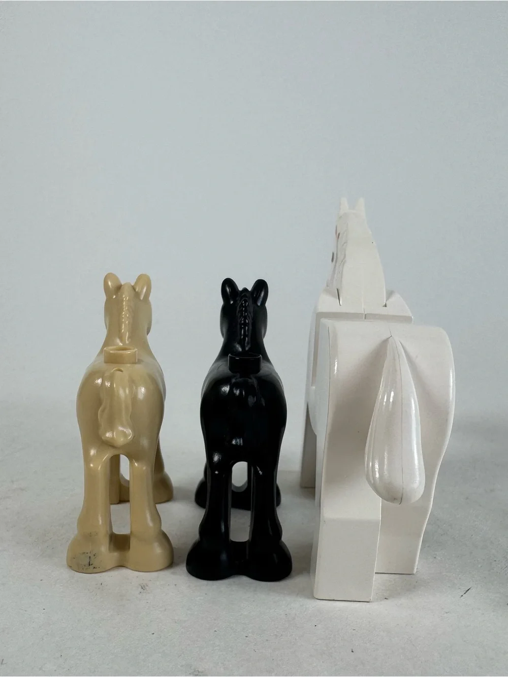 Lego Lot Of 3 Horse Figures White Black Beige 1.5